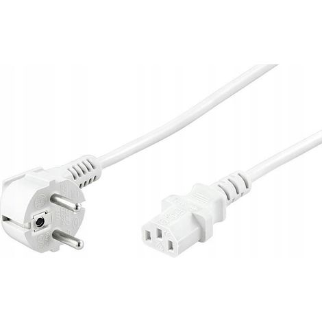 Cable de alimentación MicroConnect de 5 m, blanco, con conector Schuko en ángulo.