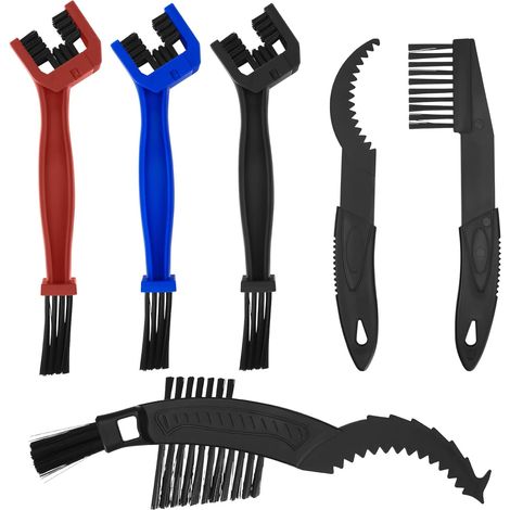 6-teiliges Motorrad-/Fahrradketten-Reinigungsbürsten-Set, Reinigungsbürsten-Werkzeuge für Mountainbike- und Motorradketten (1/4)