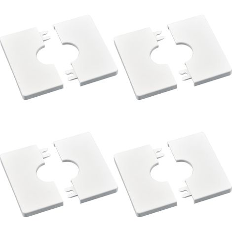 Lot de 4 cache-tuyaux carrés autocollants en plastique ABS pour tuyau de douche de 28 mm de diamètre (blanc) (1/5)