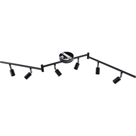 Plafonnier en fer 6 têtes GU10, spots orientables style nordique, noir, pour chambre salon salle à manger, tension 85-265V (sans ampoules) (1/5)