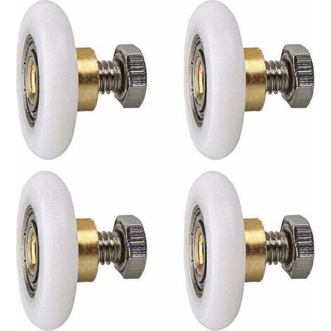 Rouleau de porte de douche, Rouleau Roulette Roue pour Porte de Douche Roulettes Coulissantes Porte Roue de Remplacement pour Rouleau 4 pièces (20MM) (1/5)