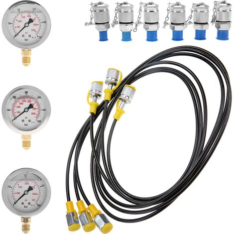 Kit de test de pression hydraulique pour excavatrices avec point de mesure et manomètre (1/5)