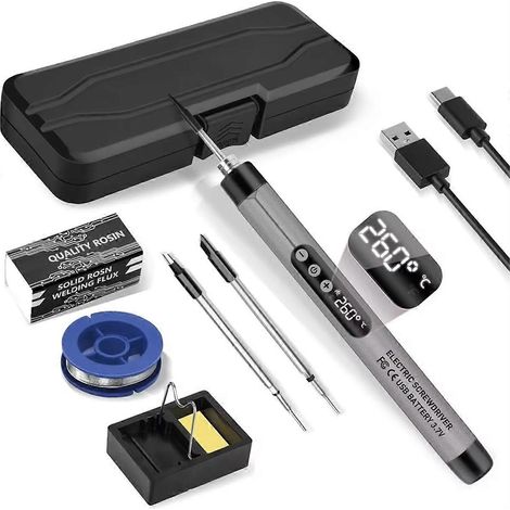 Kit de mini fer à souder sans fil USB portable gris-- (1/5)
