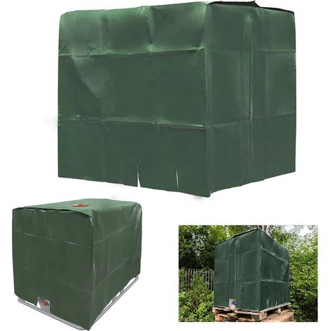 Bâche de protection thermique verte pour conteneur IBC 1000L (réservoir d'eau). (1/5)