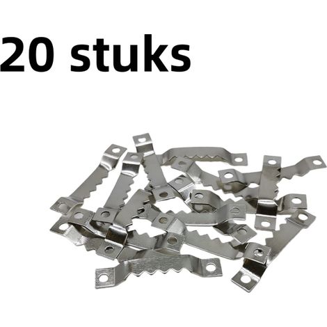 Lot de 20 petits crochets en dents de scie pour cadres photos panneaux et accessoires décoratifs fixation invisible pour meubles couleur argentée (1/5)