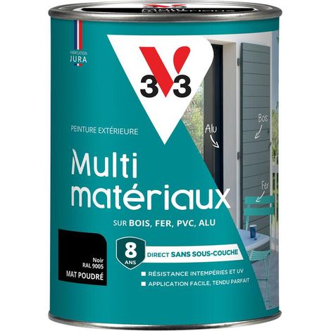 Peinture extérieure Multi-matériaux V33 Noir RAL 9005 Mat poudré 1,5L