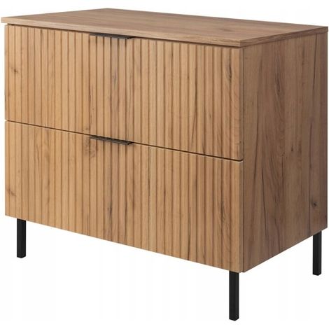 Waschtischunterschrank Flow 80 cm - Golden Oak - Elegant und Praktisch - Soft Close und Modernes Design (1/5)