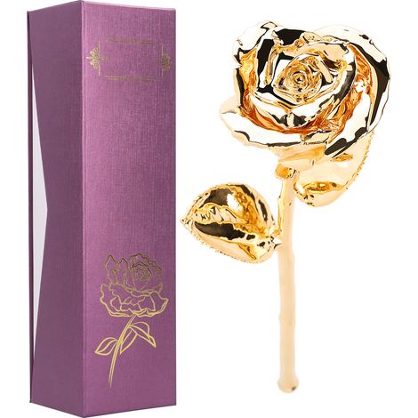24K GoldPlated Rose Flower for Double Seventh Day Birthday Decorations Ornaments (1/5)