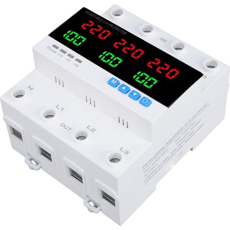 Commutateur de transfert automatique triphasé 100 A 4 pôles à double alimentation, protection contre les surintensités, les surtensions et les sous-tensions, réglable, pour générateurs, onduleurs et a (1/5)