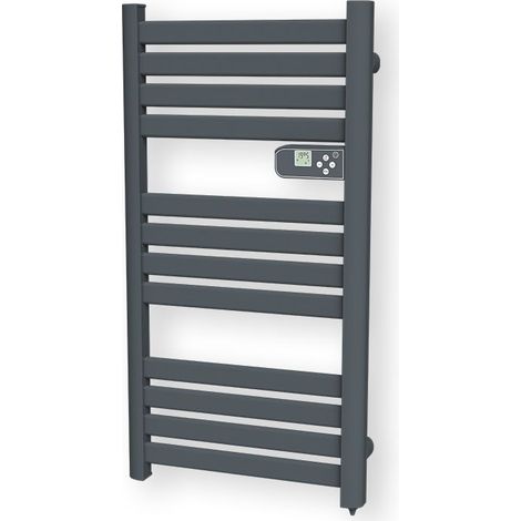 Carrera – Sèche-serviette électrique 500W – Format vertical – Corps en aluminium – Thermostat électronique avec affichage digital – Gris anthracite