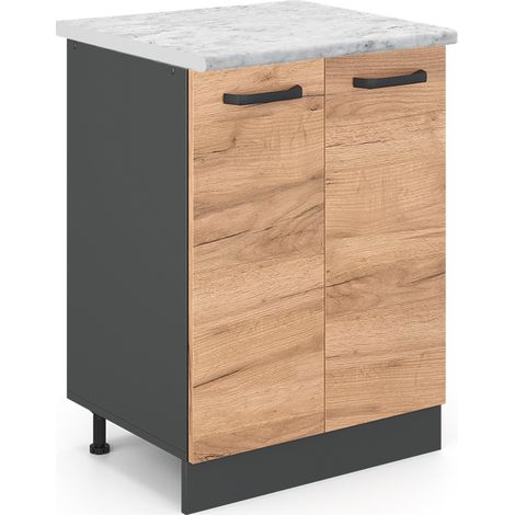 Mobiletto base cucina R-Line, Quercia dorata, 60 cm PL Marmo, Vicco