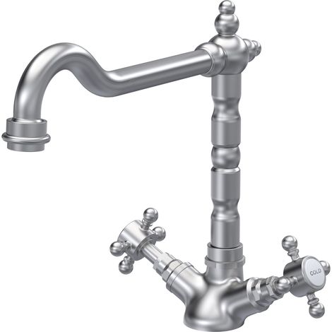 Norbury Traditional French Classic Mono Sink Mixer Tap - Brushed Nickel (1/5)