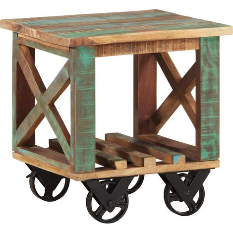 Table d'appoint avec roulettes-Table basse-Table Salon 40x40x42 cm Bois de récupération 672253 (1/5)