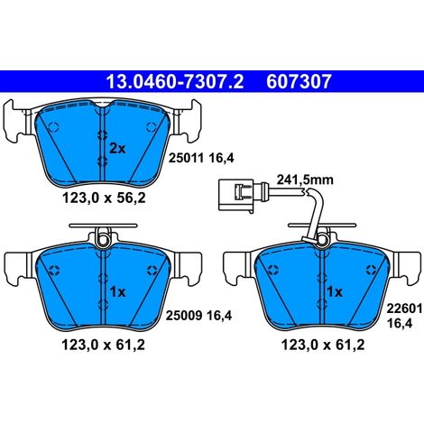 Kit de plaquettes de frein, frein à disque ATE 13.0460-7307.2 AUDI 8V0 698 451 C