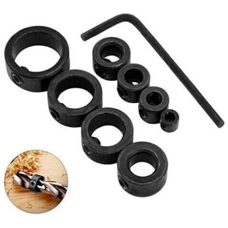 8 Pieces Drill Depth Stop, 3-16 mm, Depth Stop Collars Positioner Ring with Hex Key (8)..