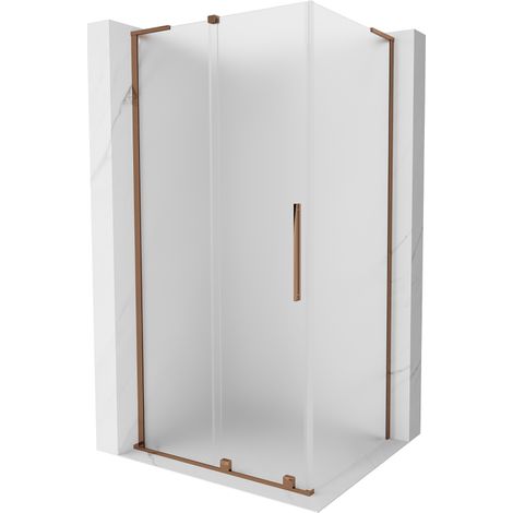 Mexen Velar L Duschkabine zum Schieben 120 x 75 cm, Mattglas, Roségold - 871-120-075-33-60