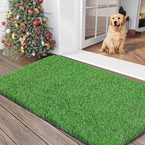 Gazon artificiel de 79 x 150cm avec drainage, tapis de gazon synthétique réaliste de pour intérieur et extérieur, jardin, balcon, terrasse, tapis de gazon synthétique pour chiens (1/4)