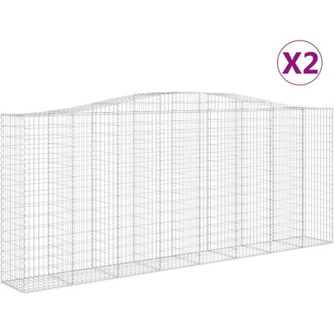 Paniers à gabions arqués 2 pcs  Mur en gabion 400x50x160/180 cm fer galvanisé