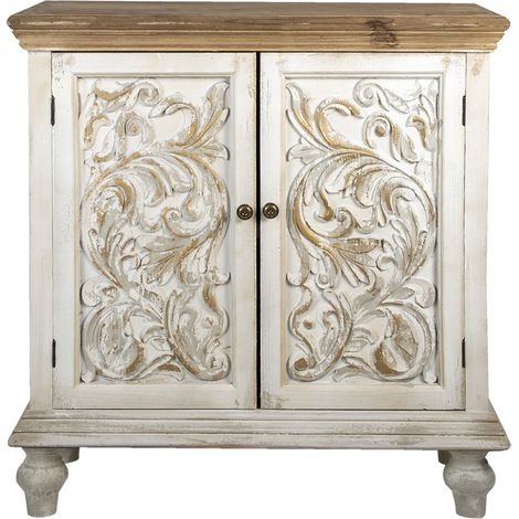 Meuble TV et Cabinet de Rangement pour Salon Blanc et Marron 91 x 38 x 100 cm - PANGIVO (1/5)
