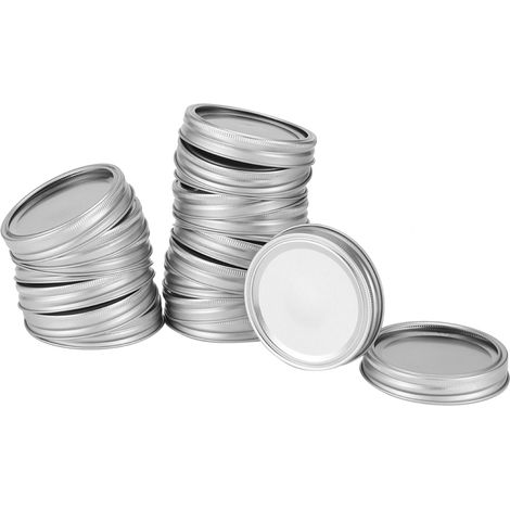 Couvercles de mini bocaux en verre à ouverture facile en acier inoxydable, type split, pour la conservation des épices et du miel (20 pièces, anneau circulaire argenté de 86 mm + couvercle). (1/5)