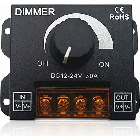 Variateur Interrupteur de Gradation Dimmer de Commutateur ON/OFF 12V-24V 30A pour Bandes de LED Lampe Contrôle Luminosité