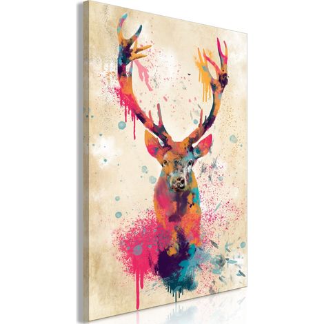 Tableau Aquarelle Cerf Vertical - 80 x 120 cm (1/3)