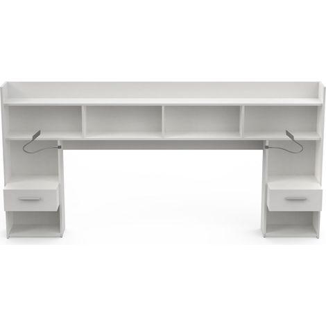 Cabecero de Cama con Mesita Chicago Blanco Habitación Matrimonio 222cm (1/5)