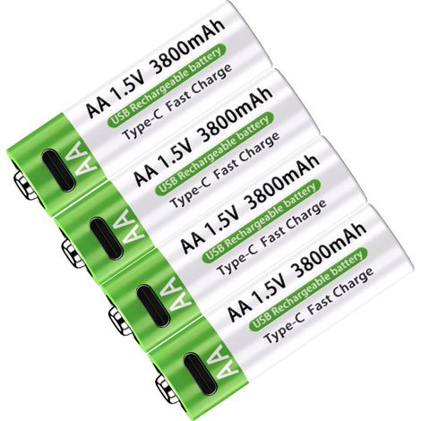 Wiederaufladbarer Lithium-Ionen-Akku AA, 3800 mAh, 1,5 V, USB-Version, inklusive Datenkabel. (1/4)