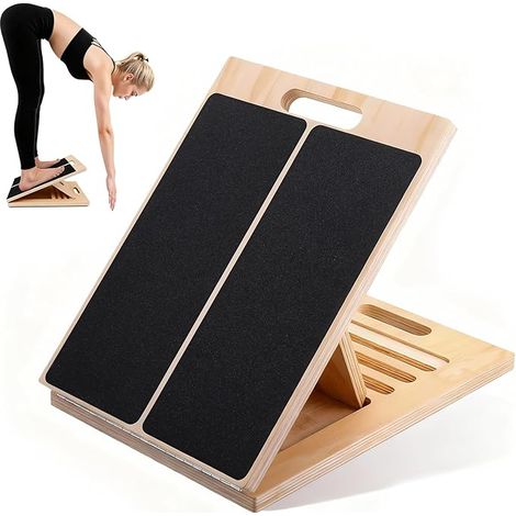 Physiothérapie slash, professionnel balance Board, 5 vitesses angle réglable, avec poignée portable en bois slash, entraînement proprioceptif cheville, entraîneur d'équilibre (1/5)