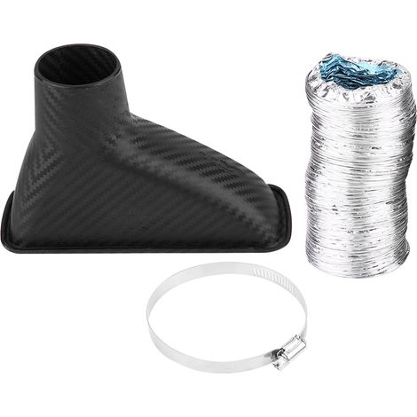 Kit tuning tuyau admission d'air turbo turbine entonnoir carré universel auto bouclier avant ABS carbone argent (1/5)