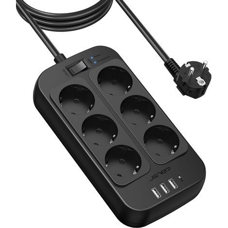 Power Strip with 6 Outlets, 1050J Surge Protection, 4 USB Ports, 3m Cable, Home Office (1/5)