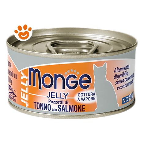 Monge Cat Jelly Tonno e Salmone  - Monge Cat Jelly Tonno e Salmone - Lattina Da 80 Gr
