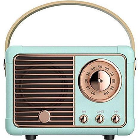 Enceinte Bluetooth Rétro Bleu clair - Mini, Portable et Compatible Carte TF - Son Clair et Puissant