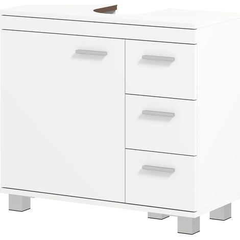 HOMCOM Mobile Sottolavabo Bagno con Armadietto, Cassetti e Ripiani, Bianco