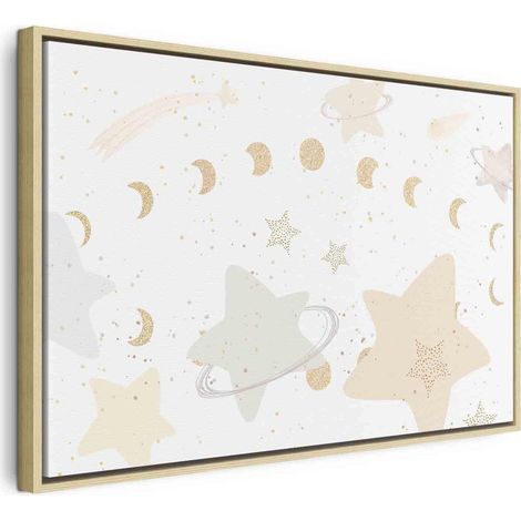 Pintura decorativa en lienzo artgeist fases luna amarillo 90x60cm