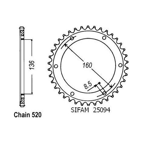 Couronne 350 Etx Tuareg Wind 8 - 520 - 45 Dents - Similaire JTR5