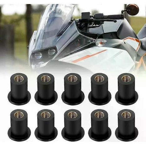 10 vis et boulons M4, M5 et M6 pour motos, en caoutchouc métrique, pour pare-brise et carénage. Accessoires inclus. (1/4)