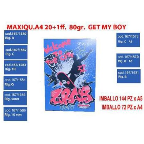 Maxi Quaderni 20+1Ff.80Gr. Rigatura Q Seven Boy X18
