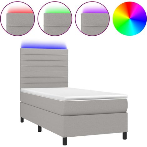 Maison Exclusive - Boxspringbett mit Matratze & LED Hellgrau 100x