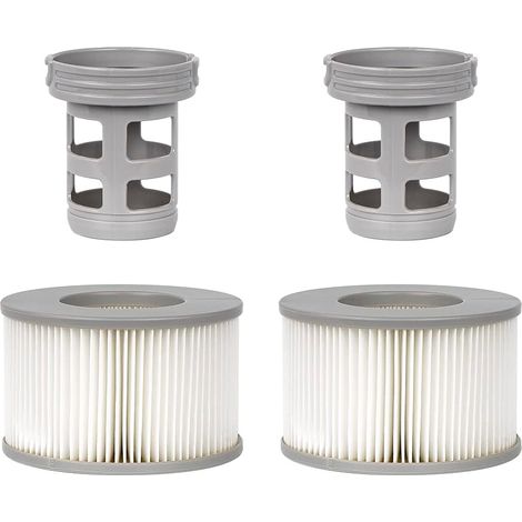 Lot de 2 Accessoires de Spa pour MSP, Comprend 2 adaptateurs de Base à Visser de Rechange, 2 filtres de Piscine gonflables à Ressort, Filtre de Piscine de Type Spa ondulé (1/5)