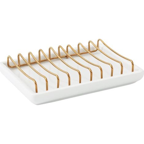 Seifenspender aus Edelstahl und Keramik, Seifenablage für Badezimmer, Seifenbox, Abtropfschale, WC-Ablage, kreatives Abtropfgestell (1/5)