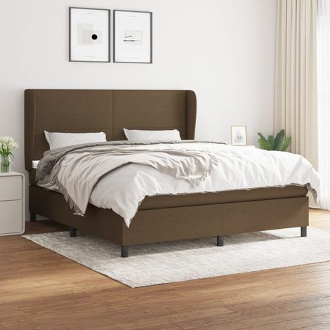 Sommier à lattes de lit avec matelas Marron foncé 160x200 cm (1/5)