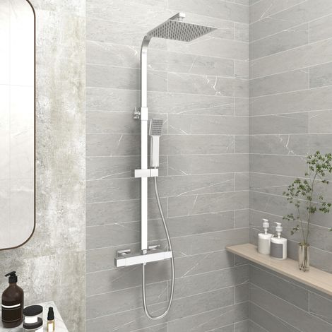 SKY Bathroom Square Exposed Thermostatic Mixer Shower Set With Shower Head and Handheld (1/5)