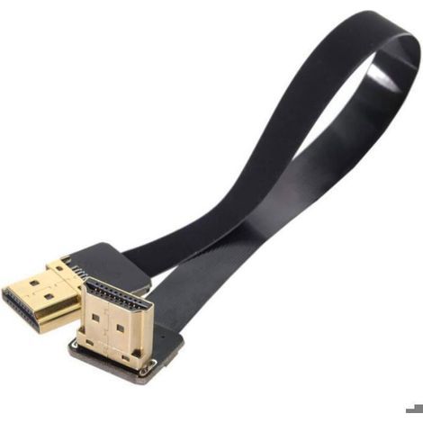 Câble HDMI Plat Mâle-Mâle Coudé 90° - Pour Système FPV - Longueur 20 cm (1/5)