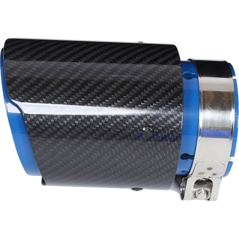 Embout d'échappement voiture 80-101mm sortie unique droite, fibre de carbone bleue acier inoxydable brillant (1/5)