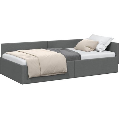 Estructura de cama en esquina Gris oscuro 90 cm x 190 cm tela vidaXL