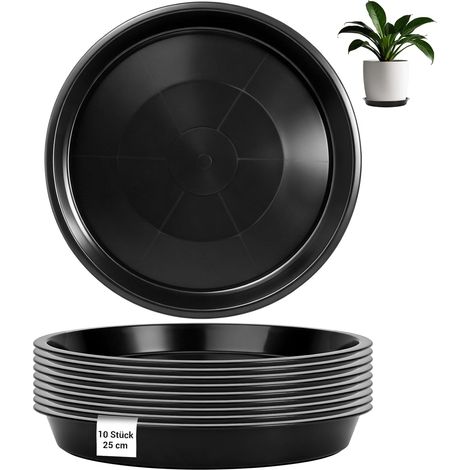 Lot de 10 soucoupes en plastique pour pot de fleurs de 25 cm de diamètre (1/5)
