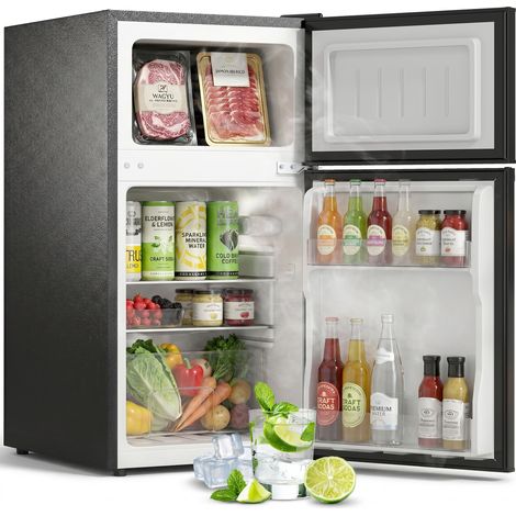 HOMCOM 88L Small Fridge Freezer with 5-Setting Thermostat, Inner Light (1/5)