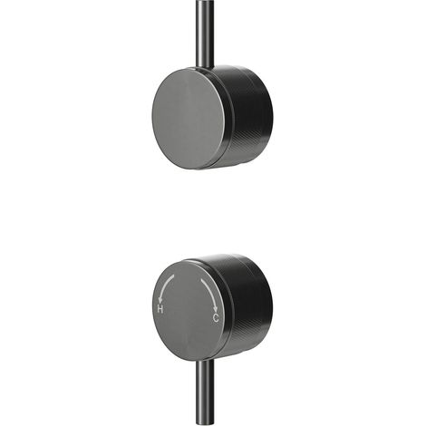 Colore Gunmetal Grey Industrial Style Half Knurled Control Handle Set for Twin Shower Valve