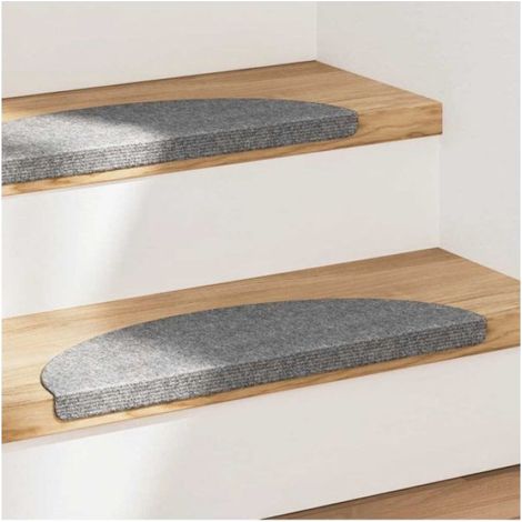 Tapis Marche Escalier Auto-Adhésif - 56 x 17 x 3 cm - Feutre Aiguilleté - Gris - 15 Pièces (1/2)